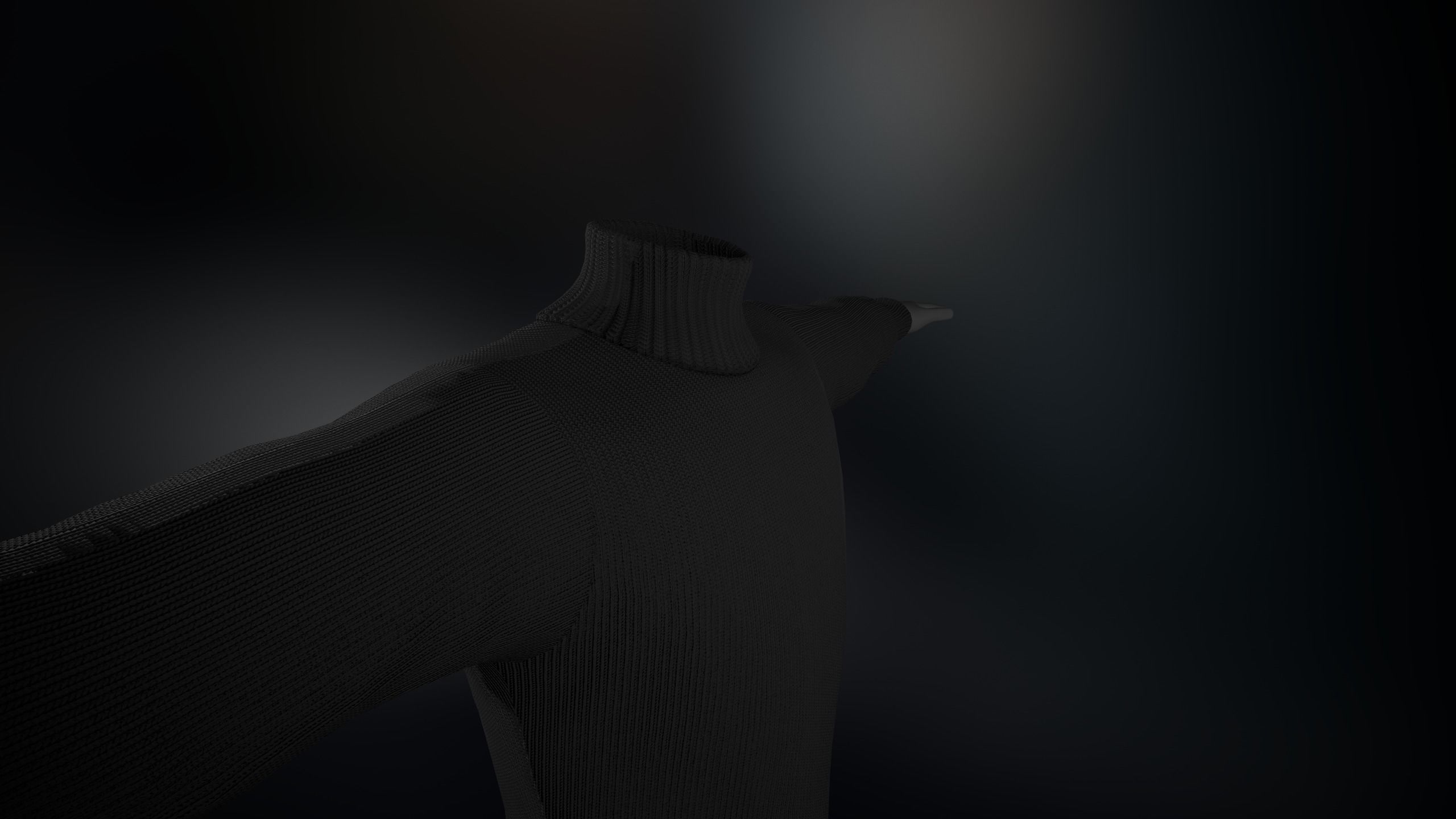 Black Winter Turtleneck Low-poly 3D model_4