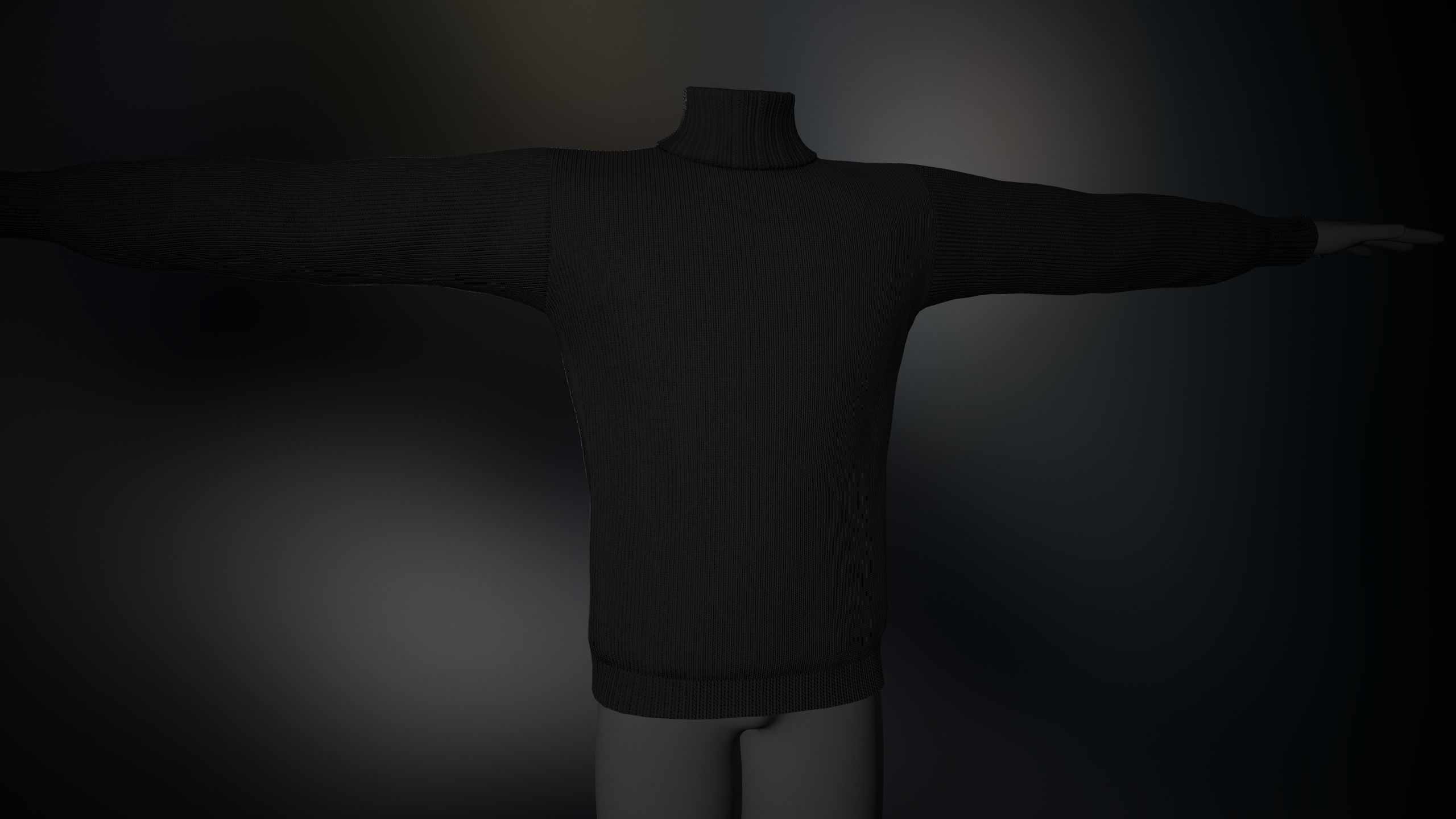 Black Winter Turtleneck Low-poly 3D model_13