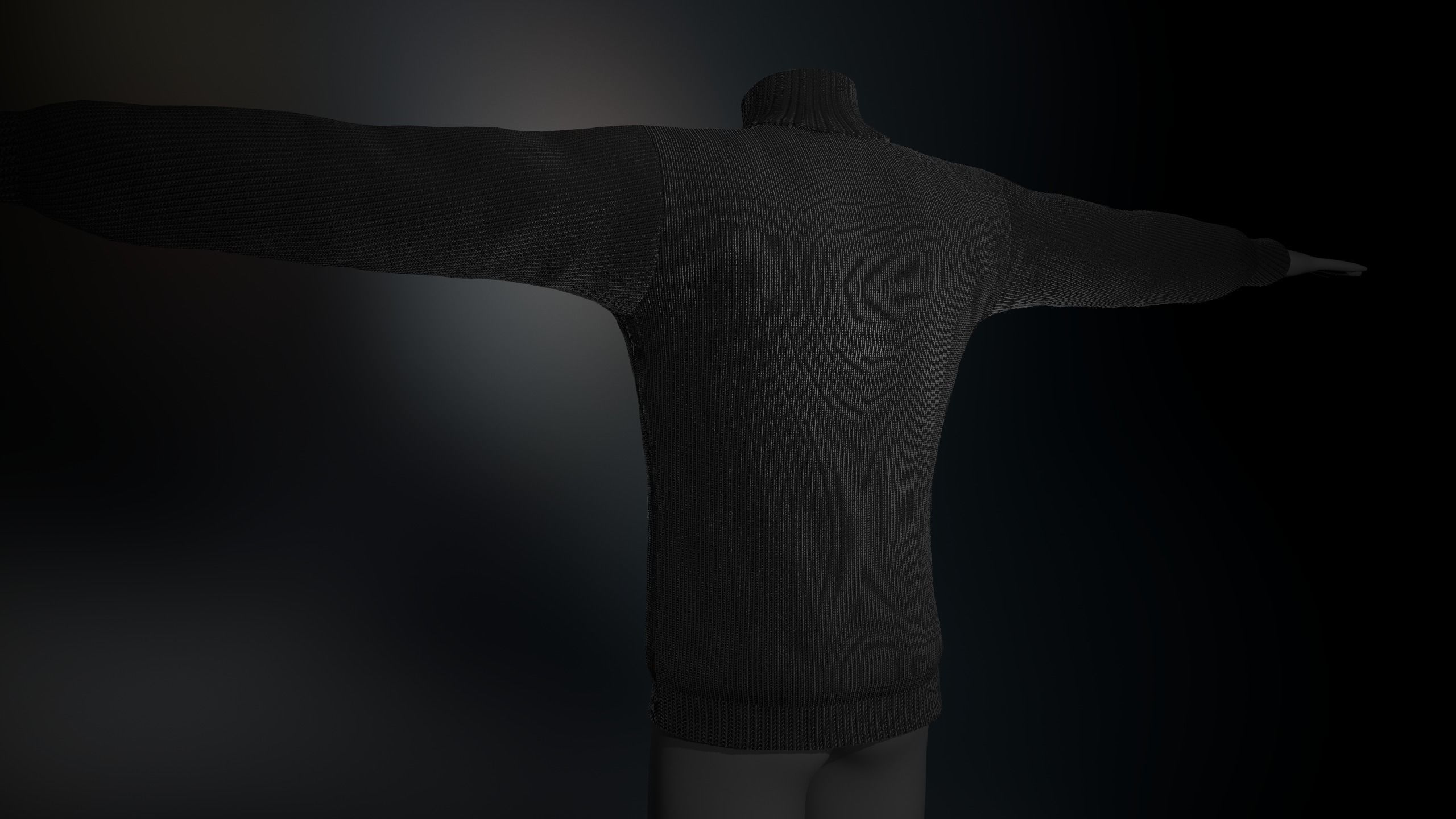 Black Winter Turtleneck Low-poly 3D model_9