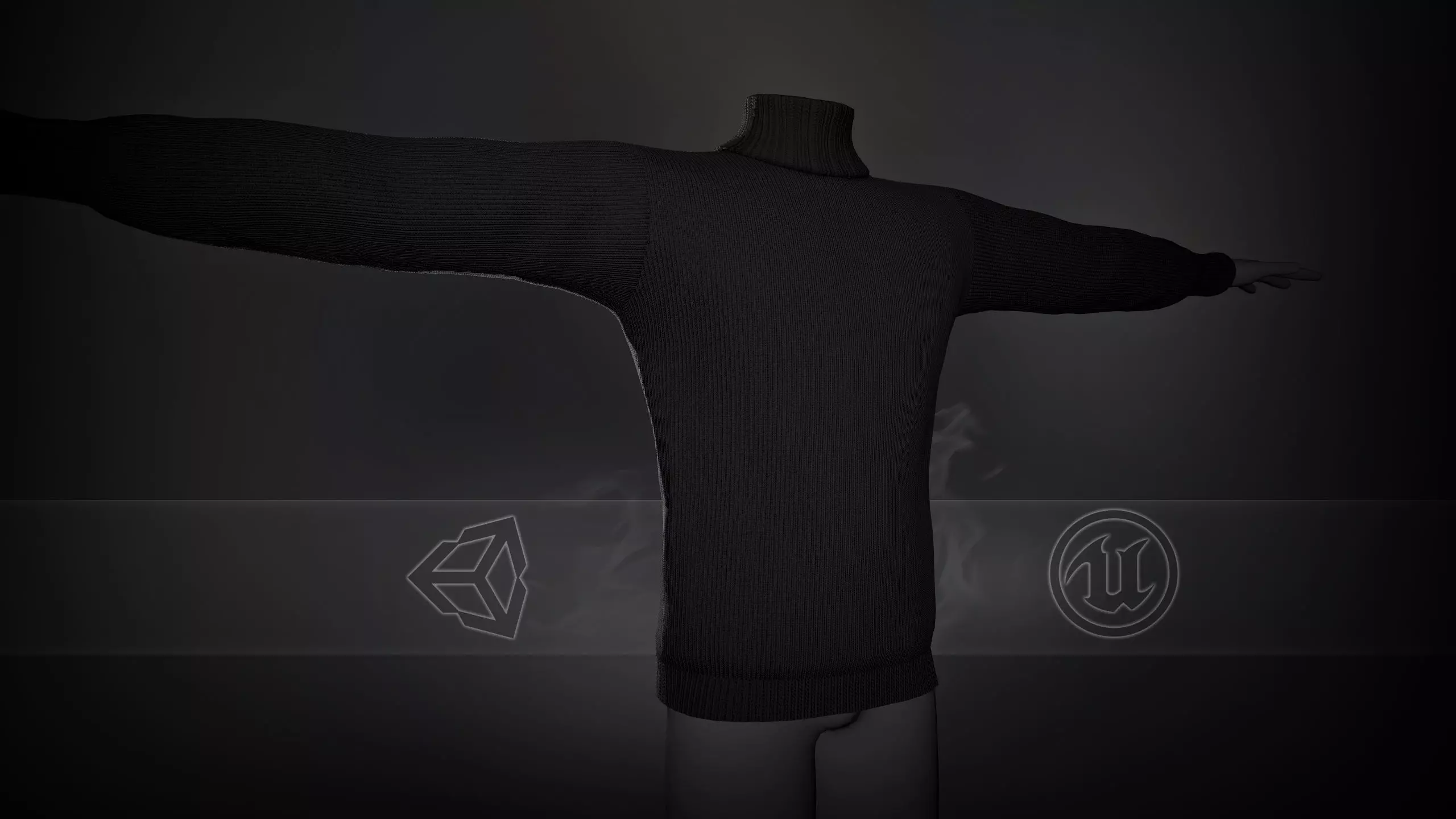 Black Winter Turtleneck Low-poly 3D model_0