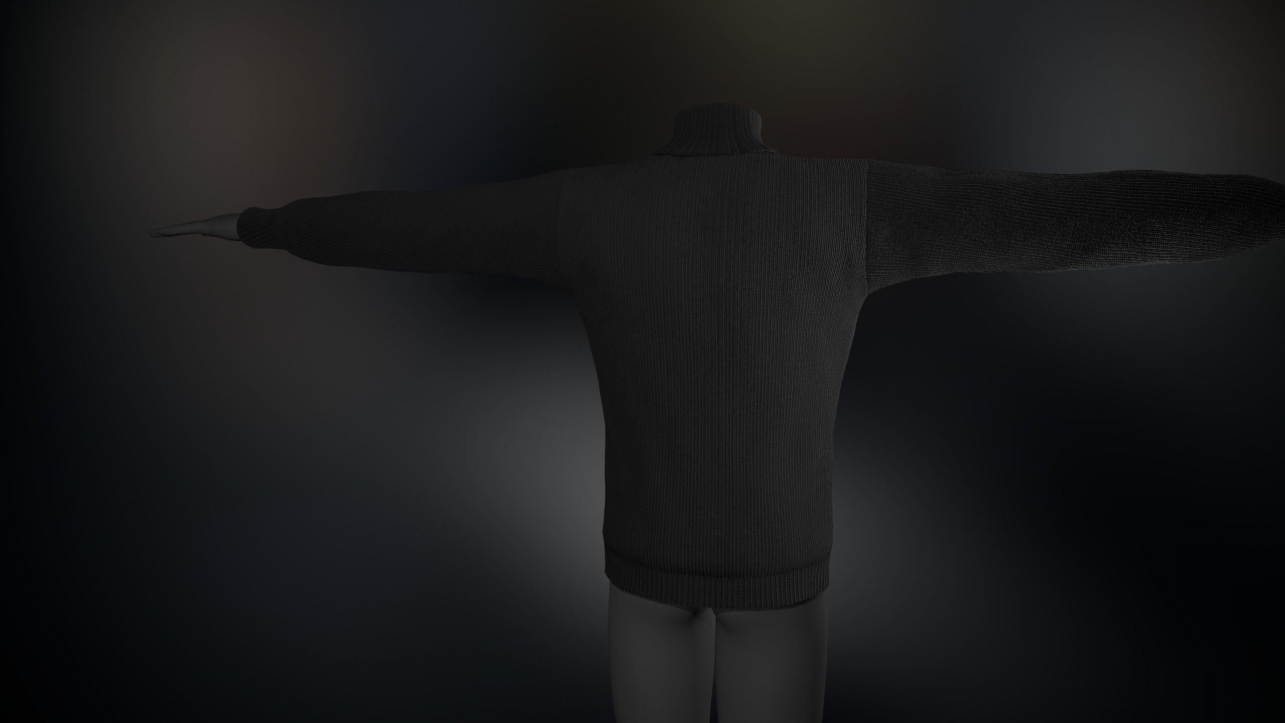 Black Winter Turtleneck Low-poly 3D model_12