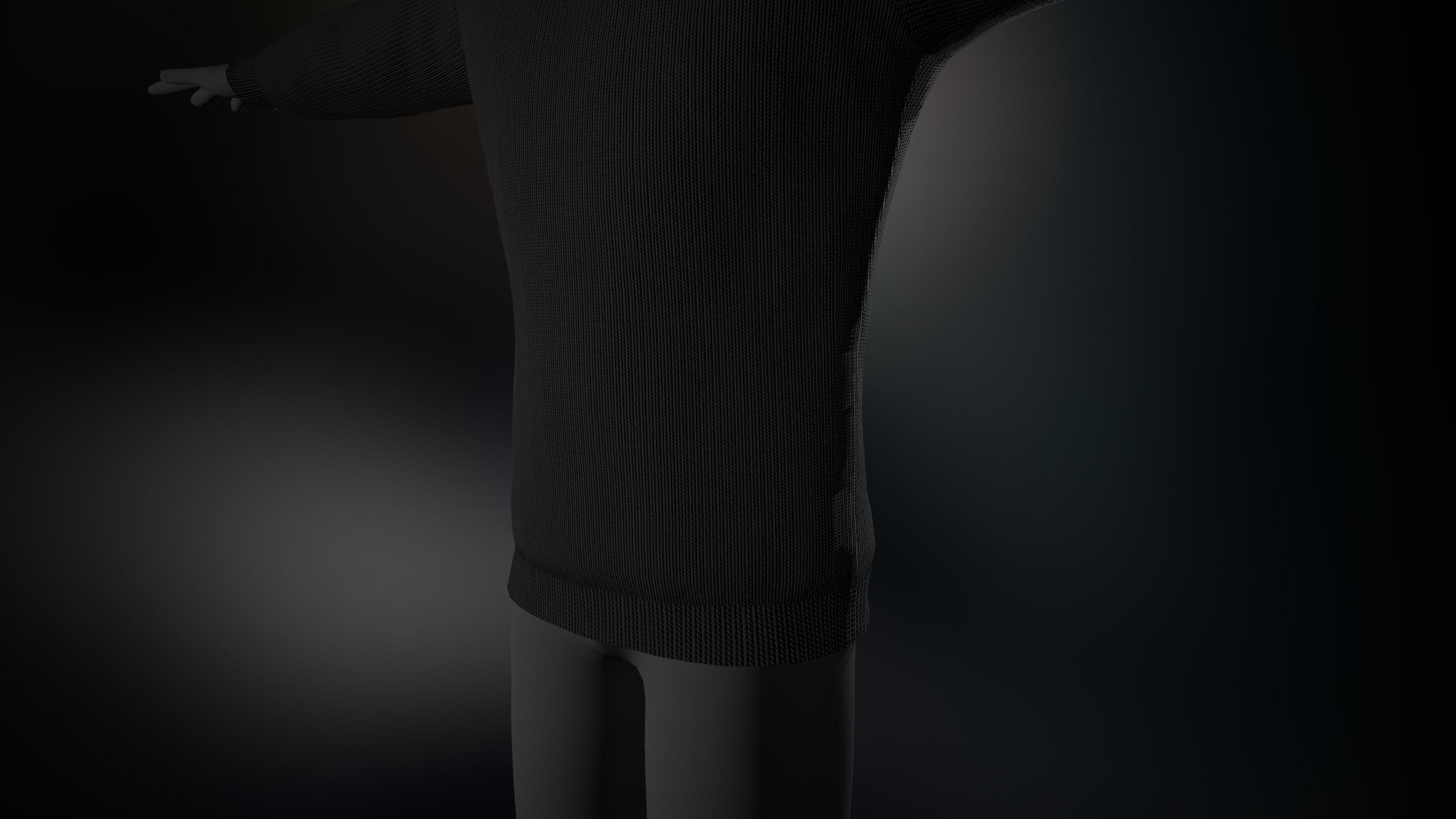 Black Winter Turtleneck Low-poly 3D model_5