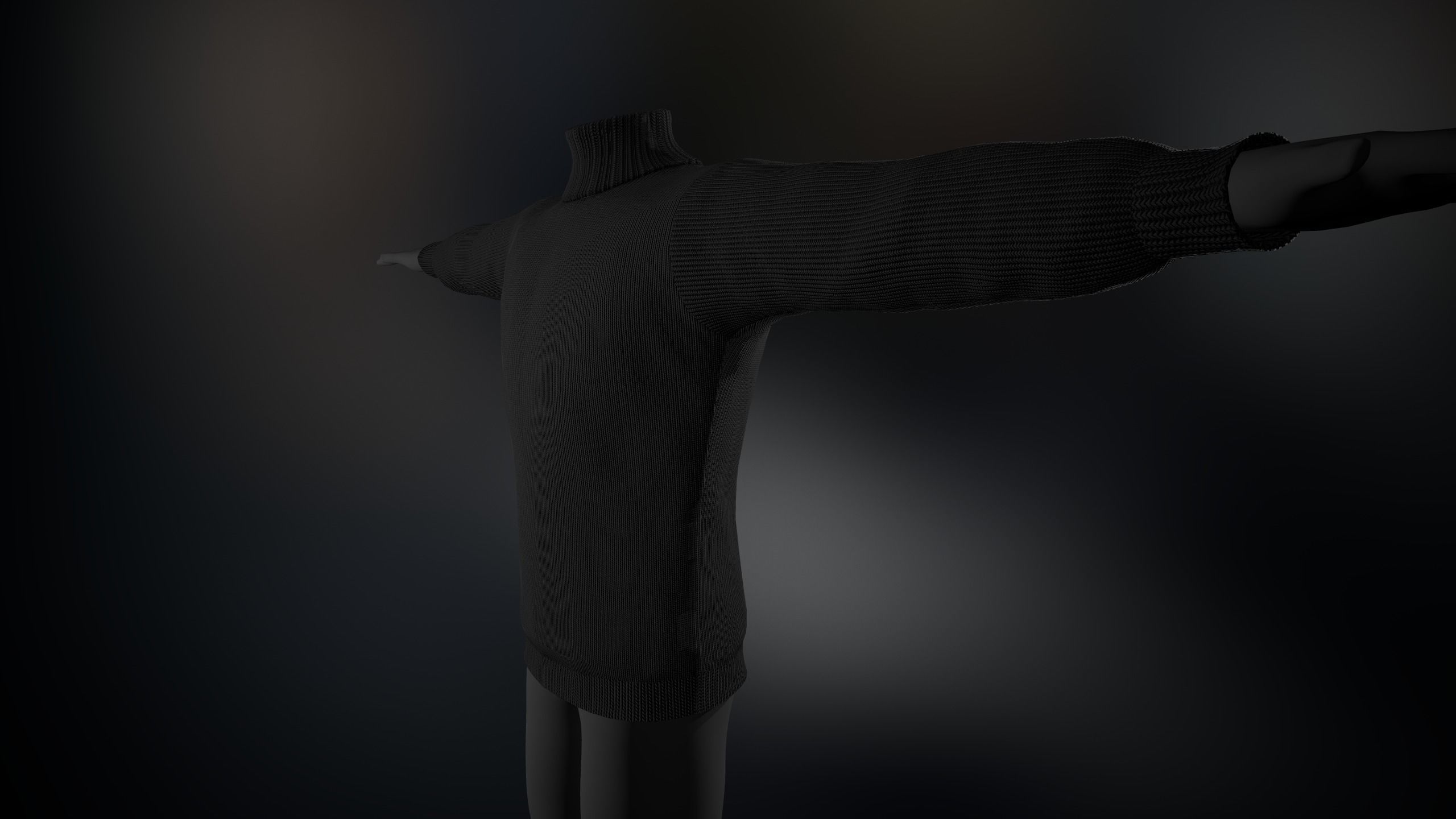 Black Winter Turtleneck Low-poly 3D model_3