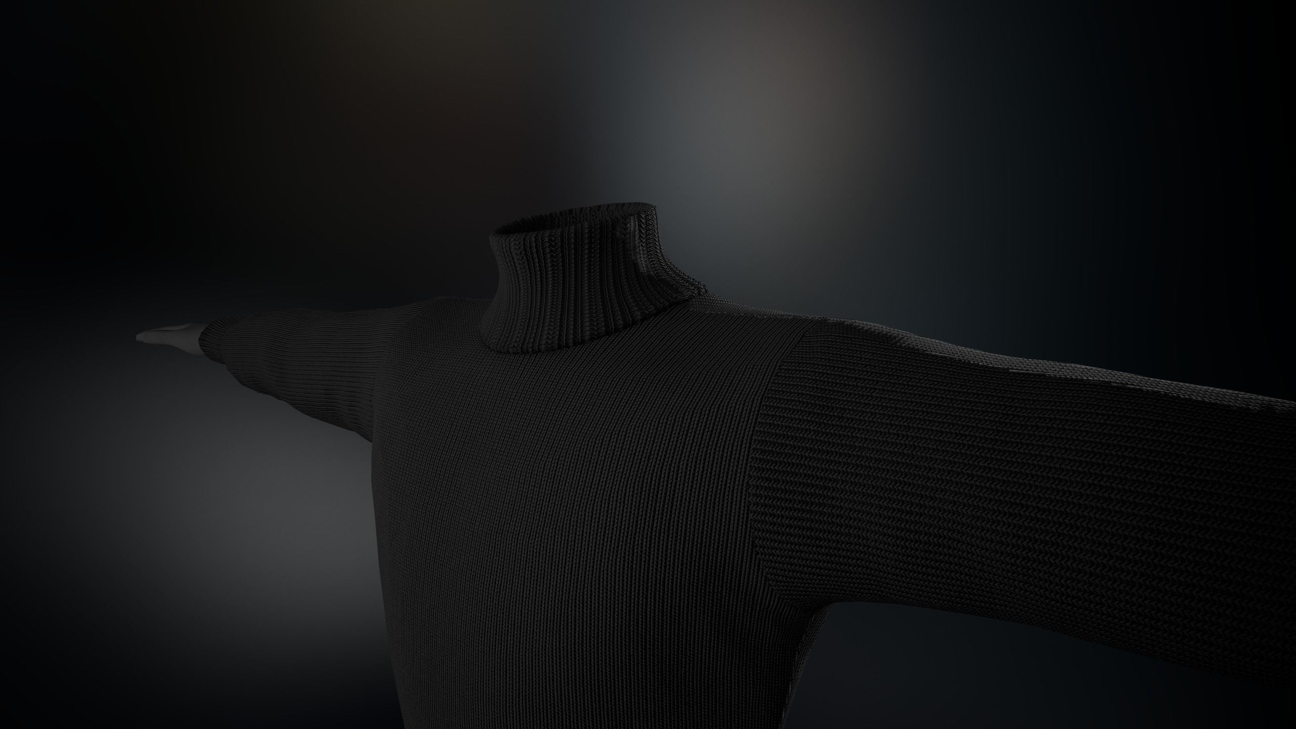Black Winter Turtleneck Low-poly 3D model_6