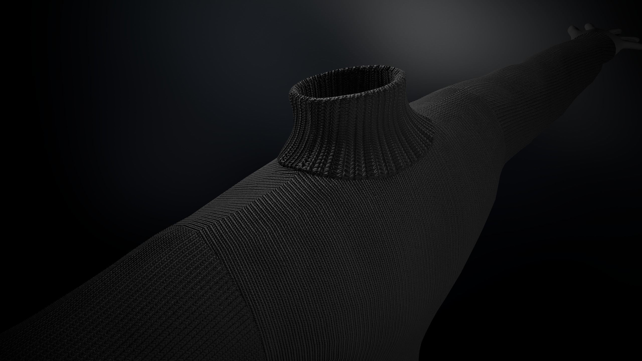 Black Winter Turtleneck Low-poly 3D model_14