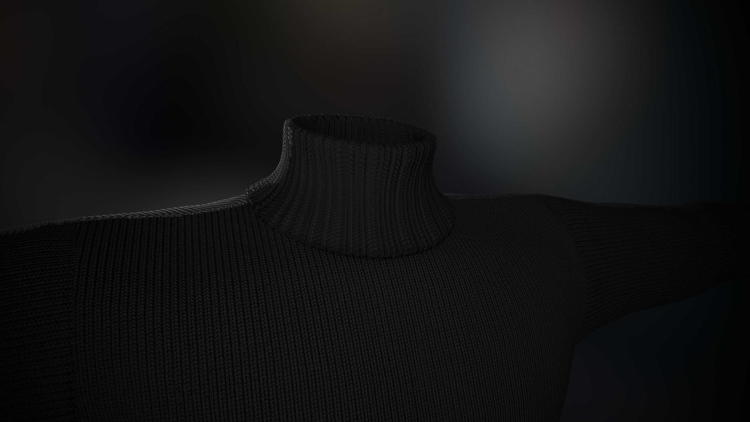 Black Winter Turtleneck Low-poly 3D model_8