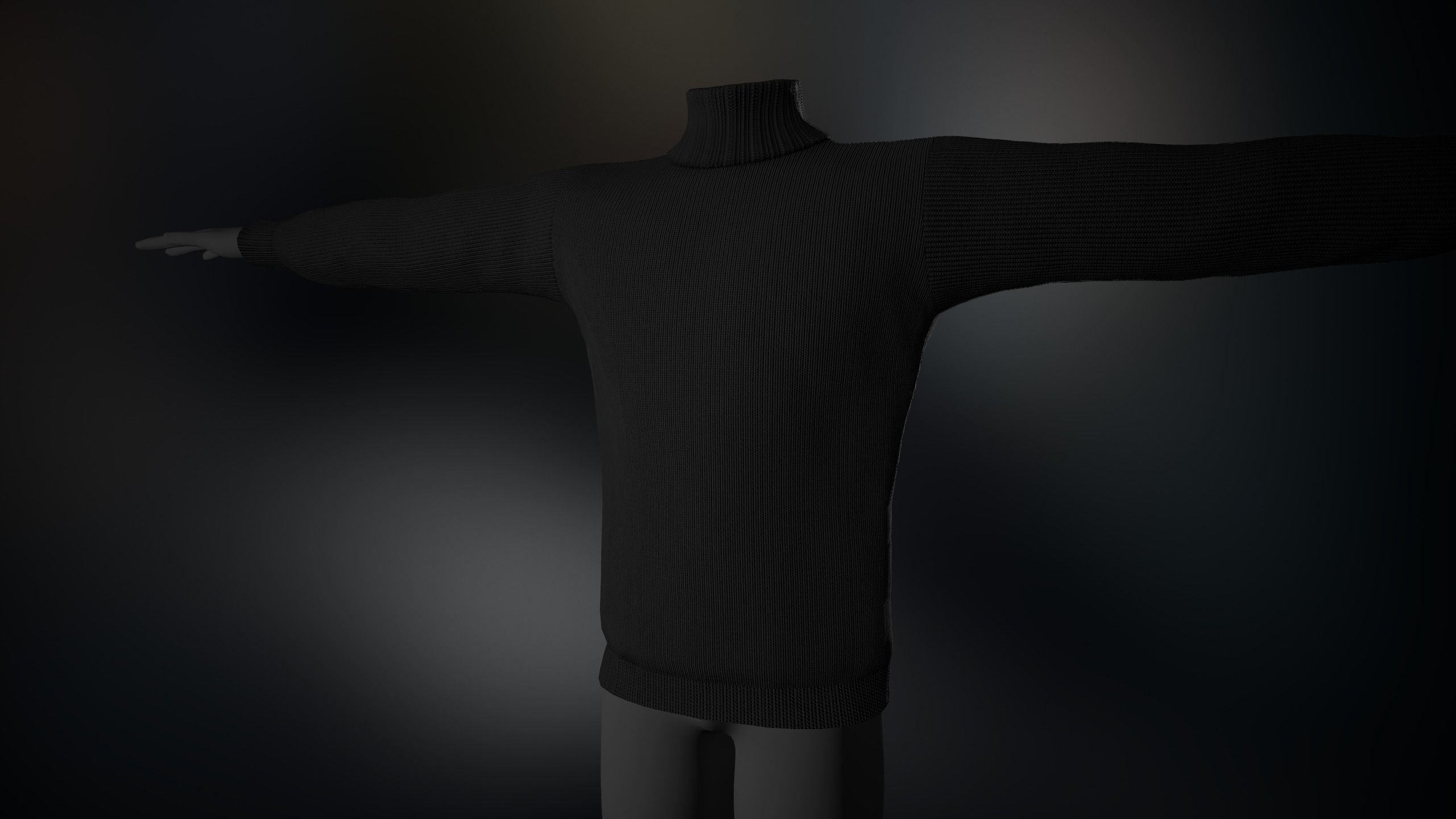 Black Winter Turtleneck Low-poly 3D model_1