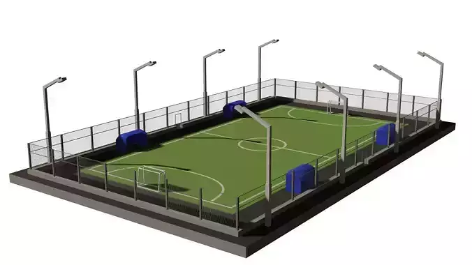 Cartoon Low Poly Mini Football Field Low-poly 3D model