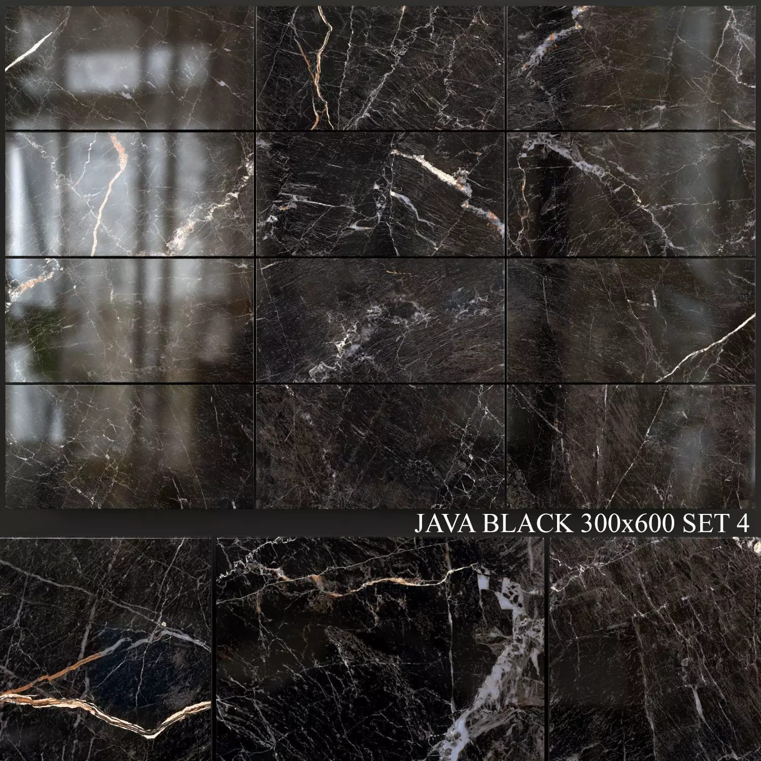 Yurtbay Seramik Java Black 300x600 Set 4 3D model