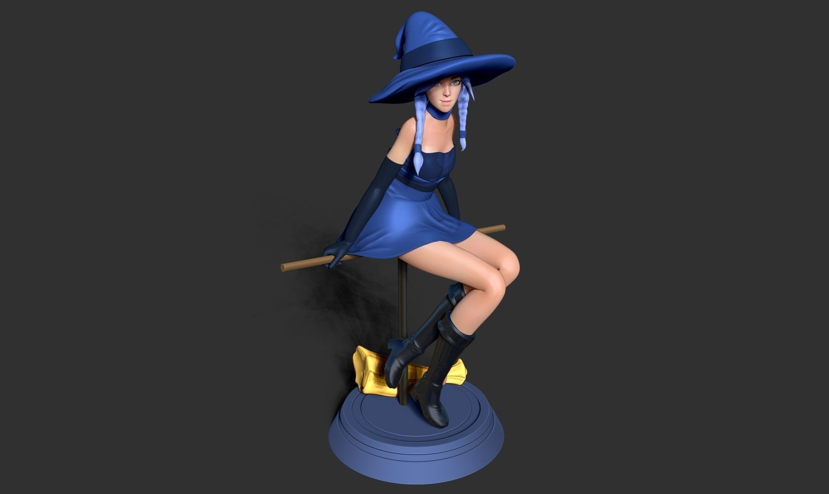 Witch 3D on stool 3D print model_15
