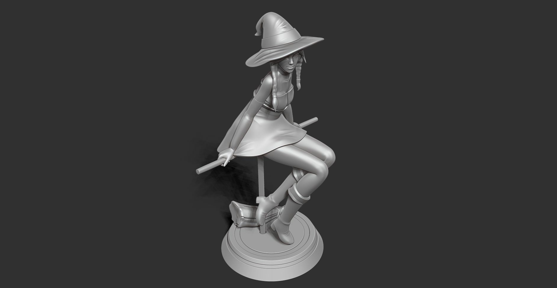 Witch 3D on stool 3D print model_14