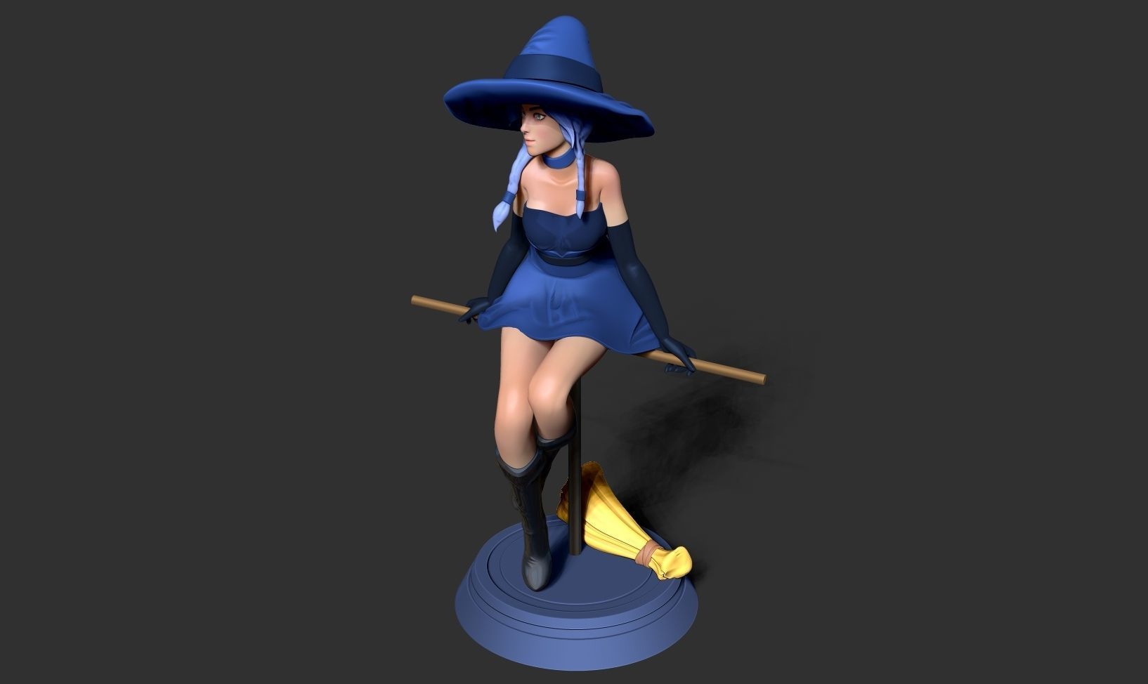 Witch 3D on stool 3D print model_17