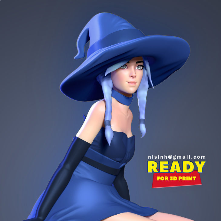 Witch 3D on stool 3D print model_18