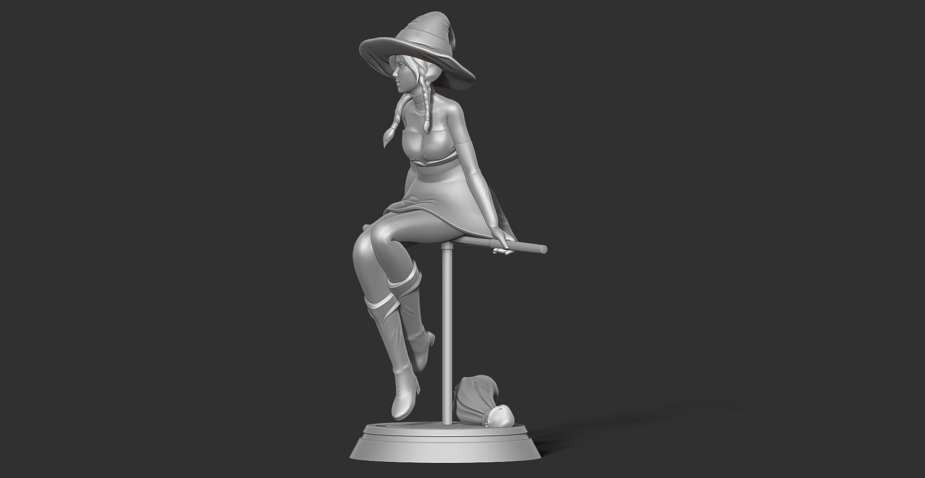 Witch 3D on stool 3D print model_11