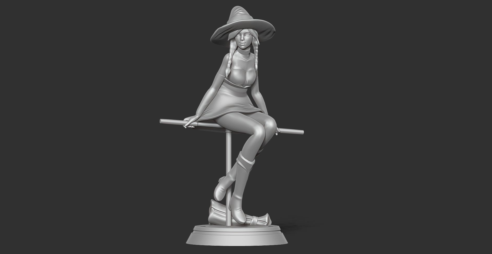 Witch 3D on stool 3D print model_9