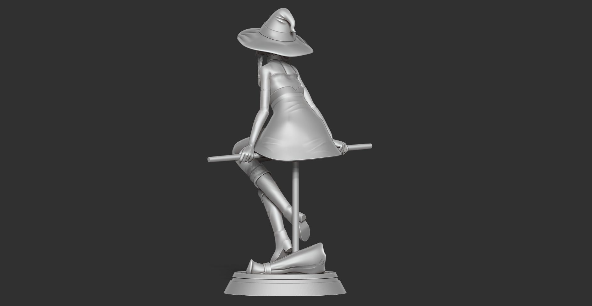 Witch 3D on stool 3D print model_8