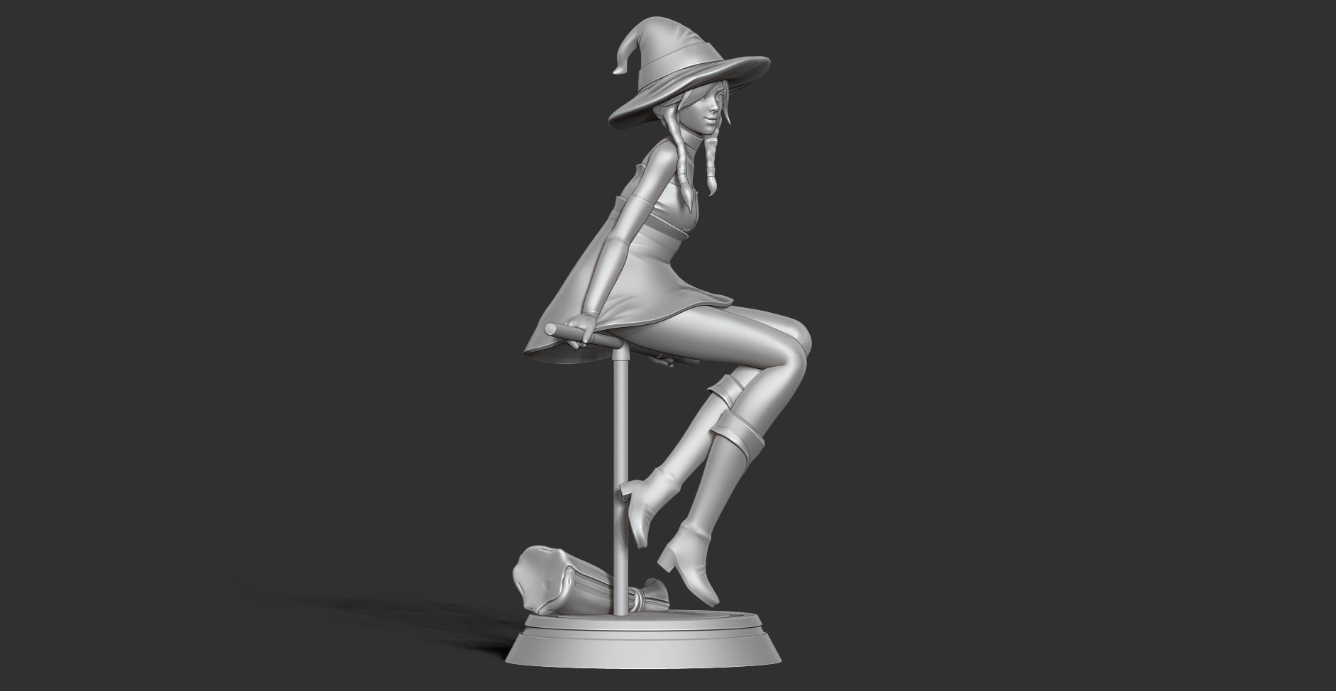 Witch 3D on stool 3D print model_13