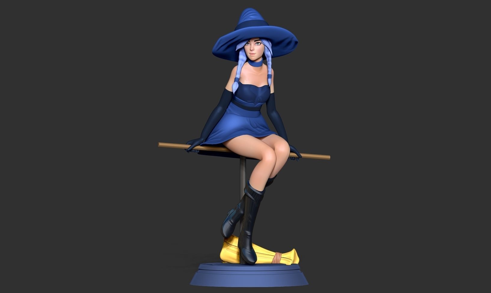 Witch 3D on stool 3D print model_7