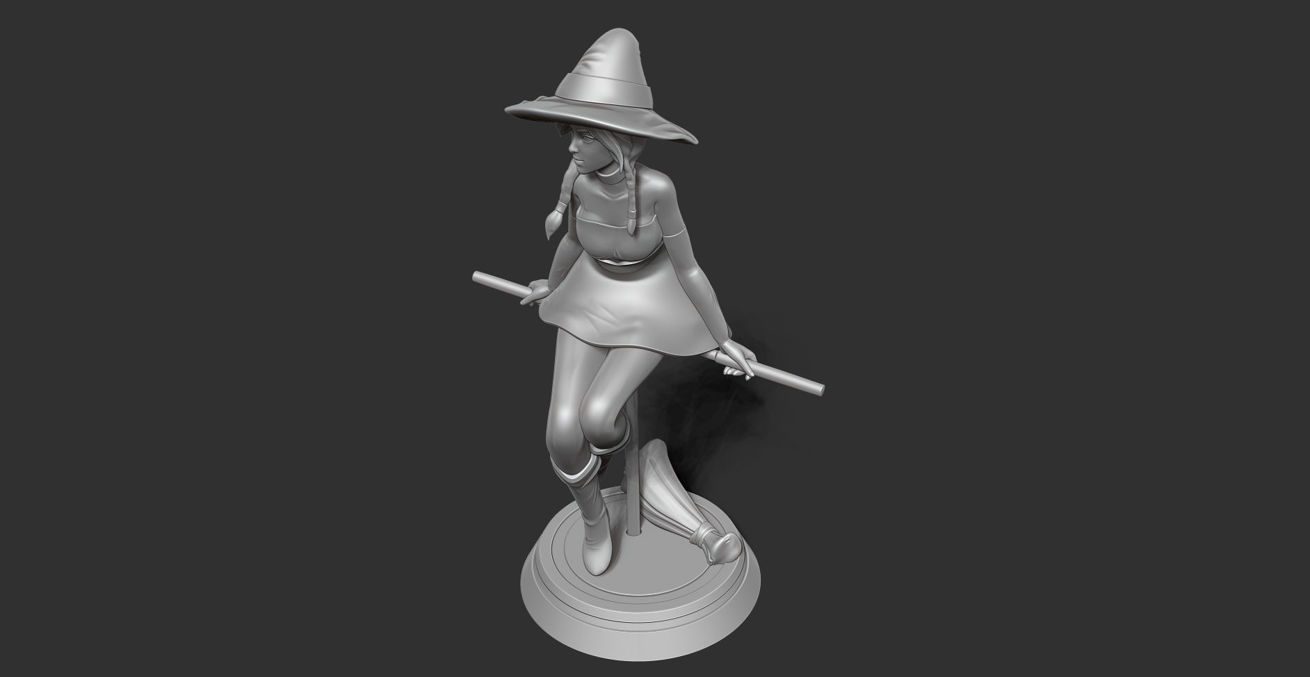 Witch 3D on stool 3D print model_16