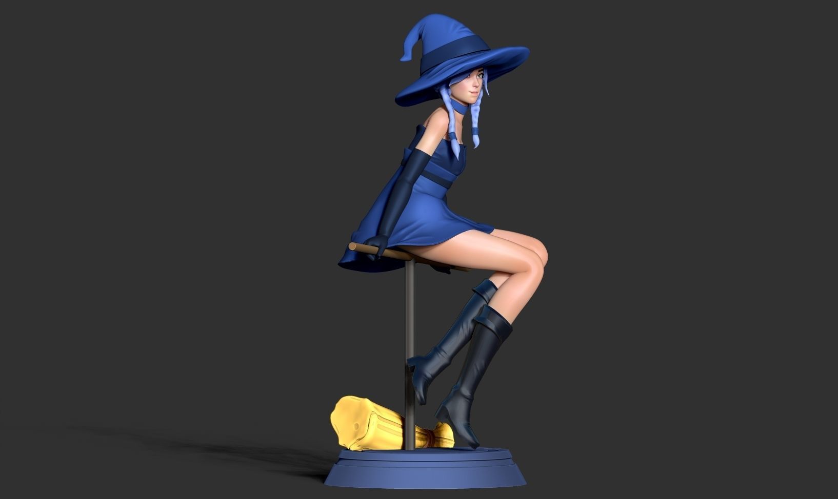 Witch 3D on stool 3D print model_12