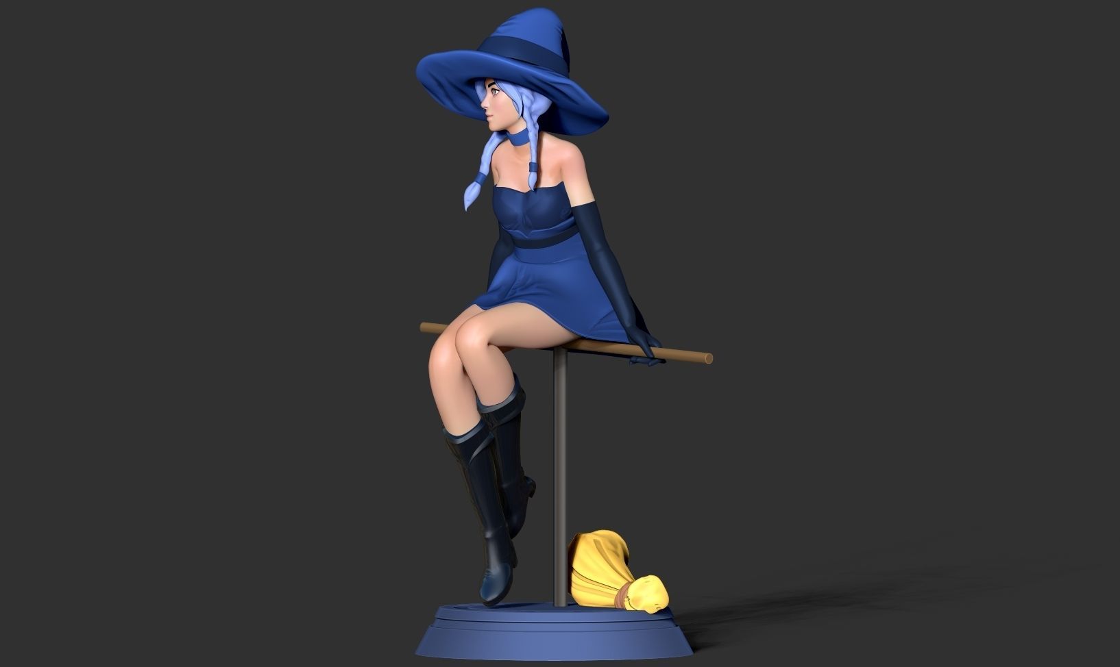 Witch 3D on stool 3D print model_10