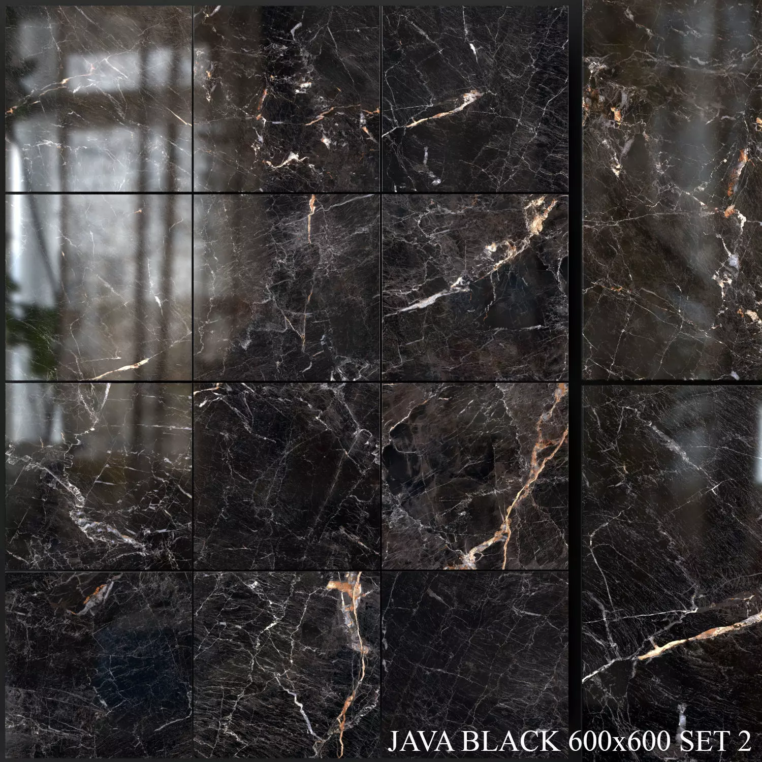 Yurtbay Seramik Java Black 600x600 Set 2 3D model