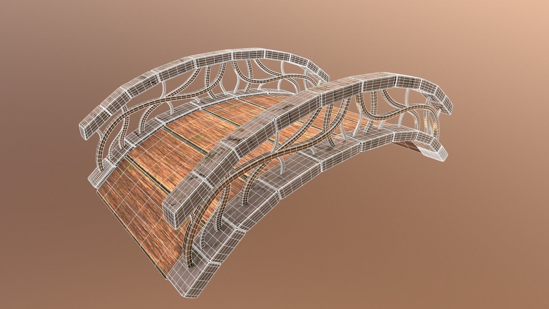 Bridge wooden Low-poly 3D model_3