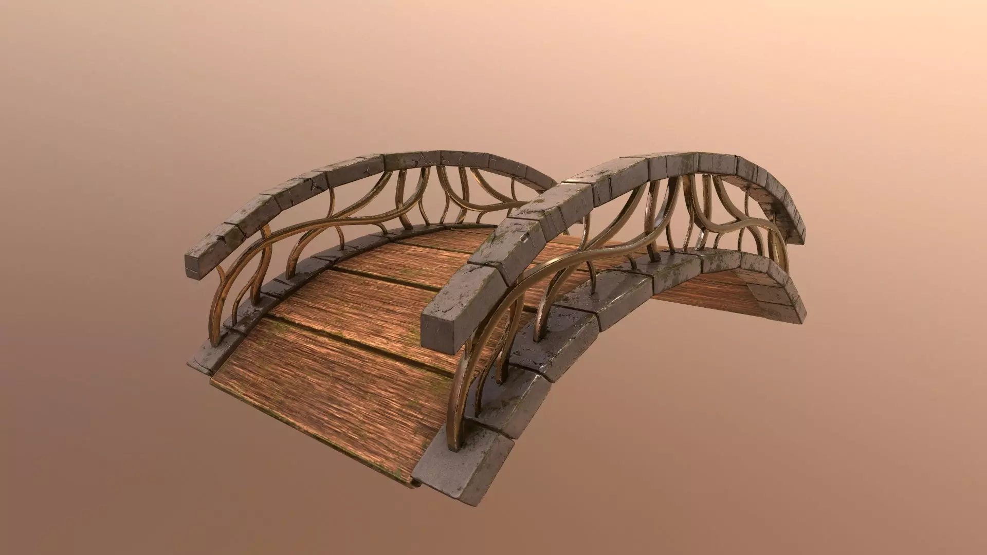 Bridge wooden Low-poly 3D model_0
