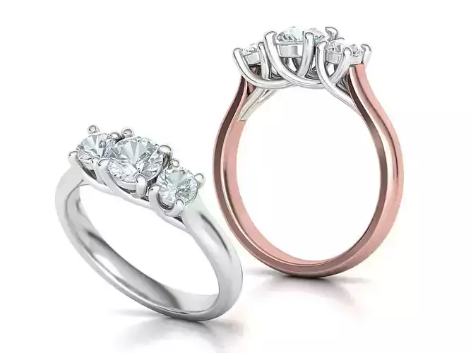 Trellis Three Stone Engagement Ring Two Color Design 3dmodel 3D print model