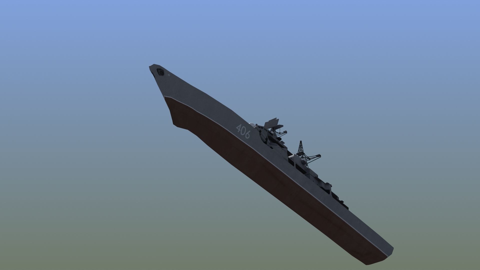 Sovremenny Destroyer Low-poly 3D model_16