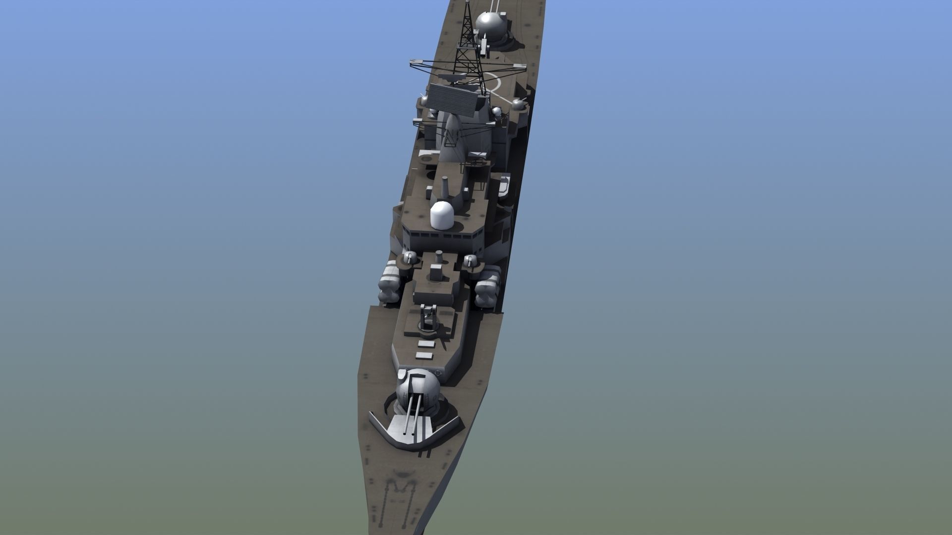 Sovremenny Destroyer Low-poly 3D model_1