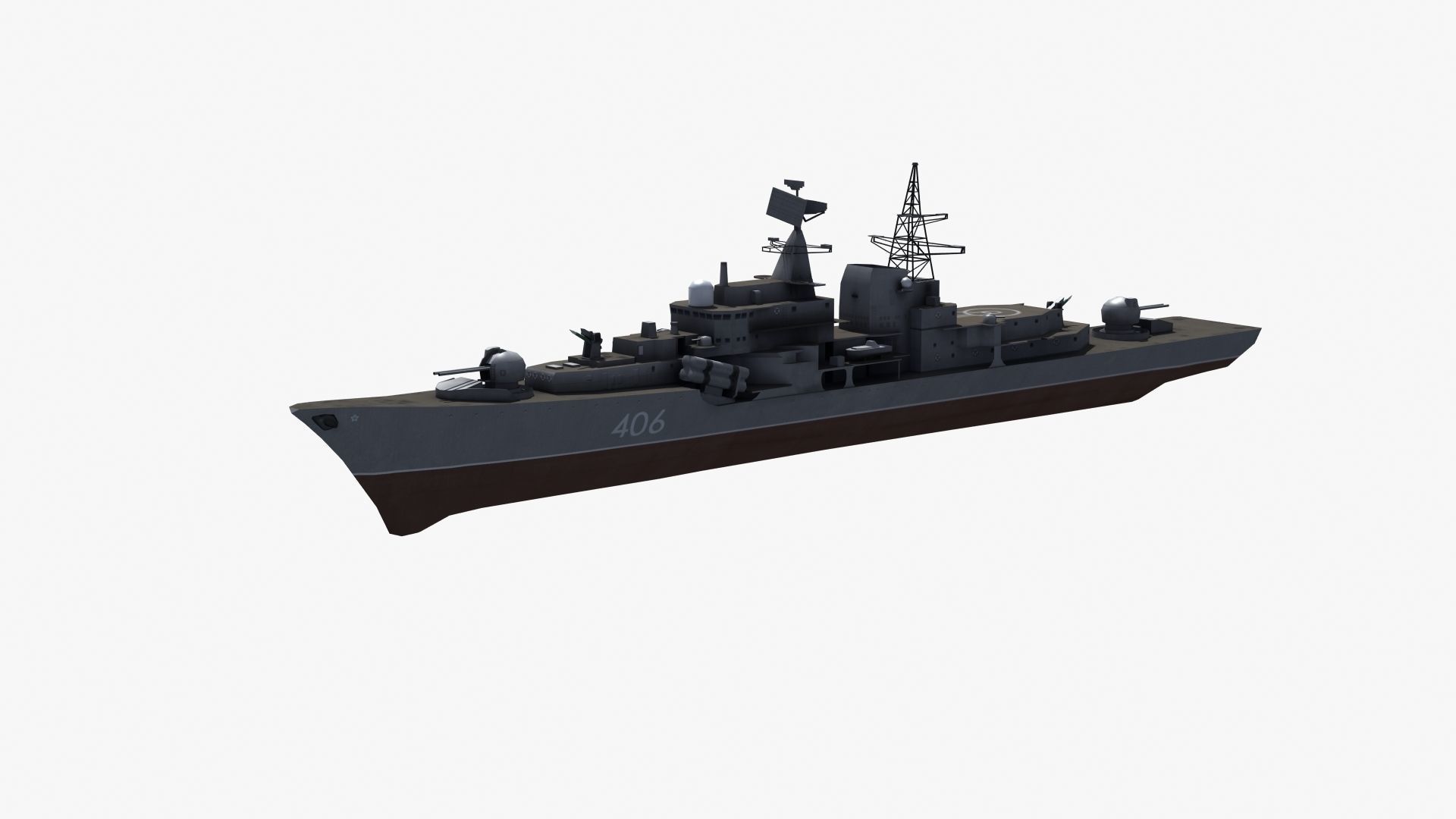 Sovremenny Destroyer Low-poly 3D model_25