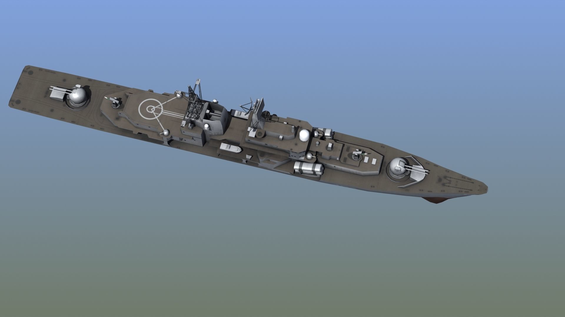 Sovremenny Destroyer Low-poly 3D model_4
