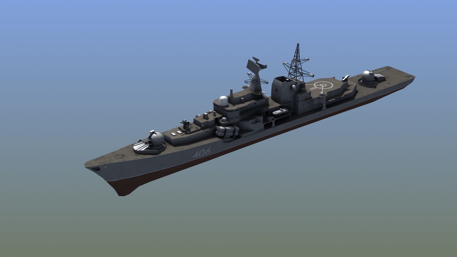 Sovremenny Destroyer Low-poly 3D model_2