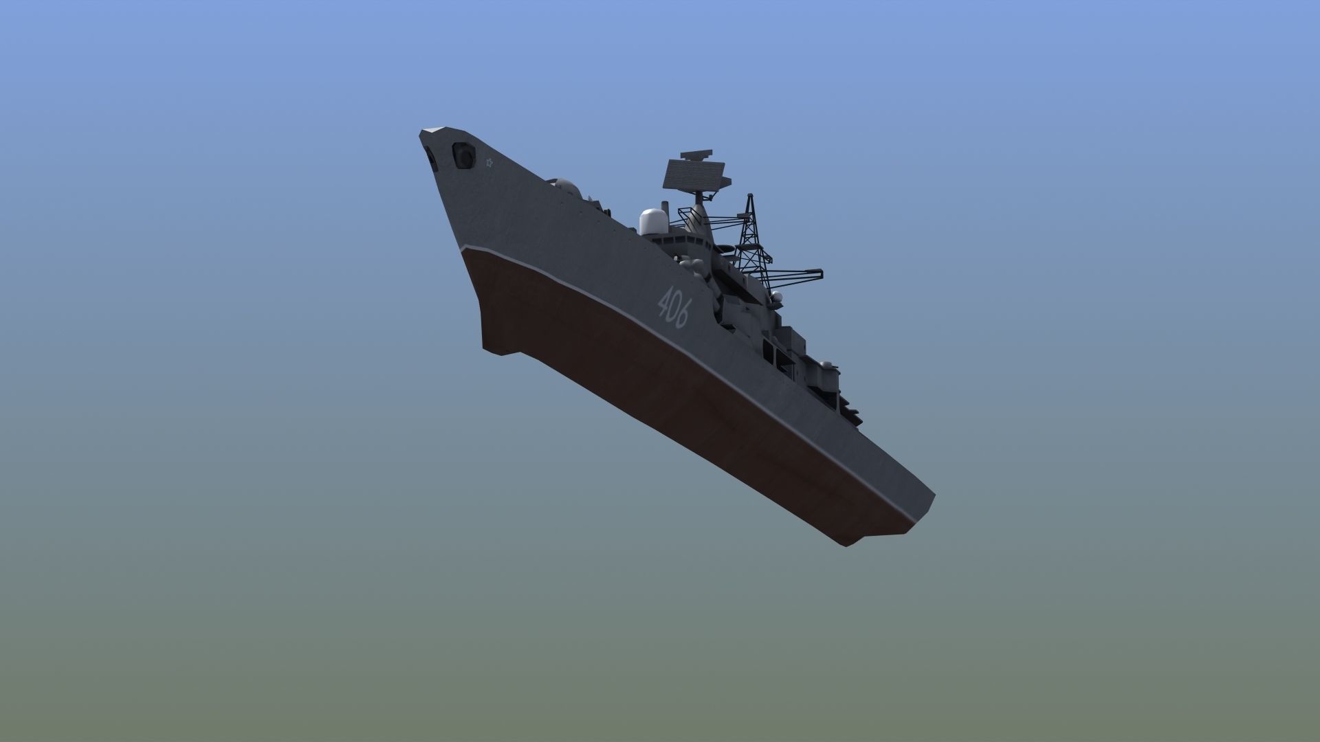 Sovremenny Destroyer Low-poly 3D model_15