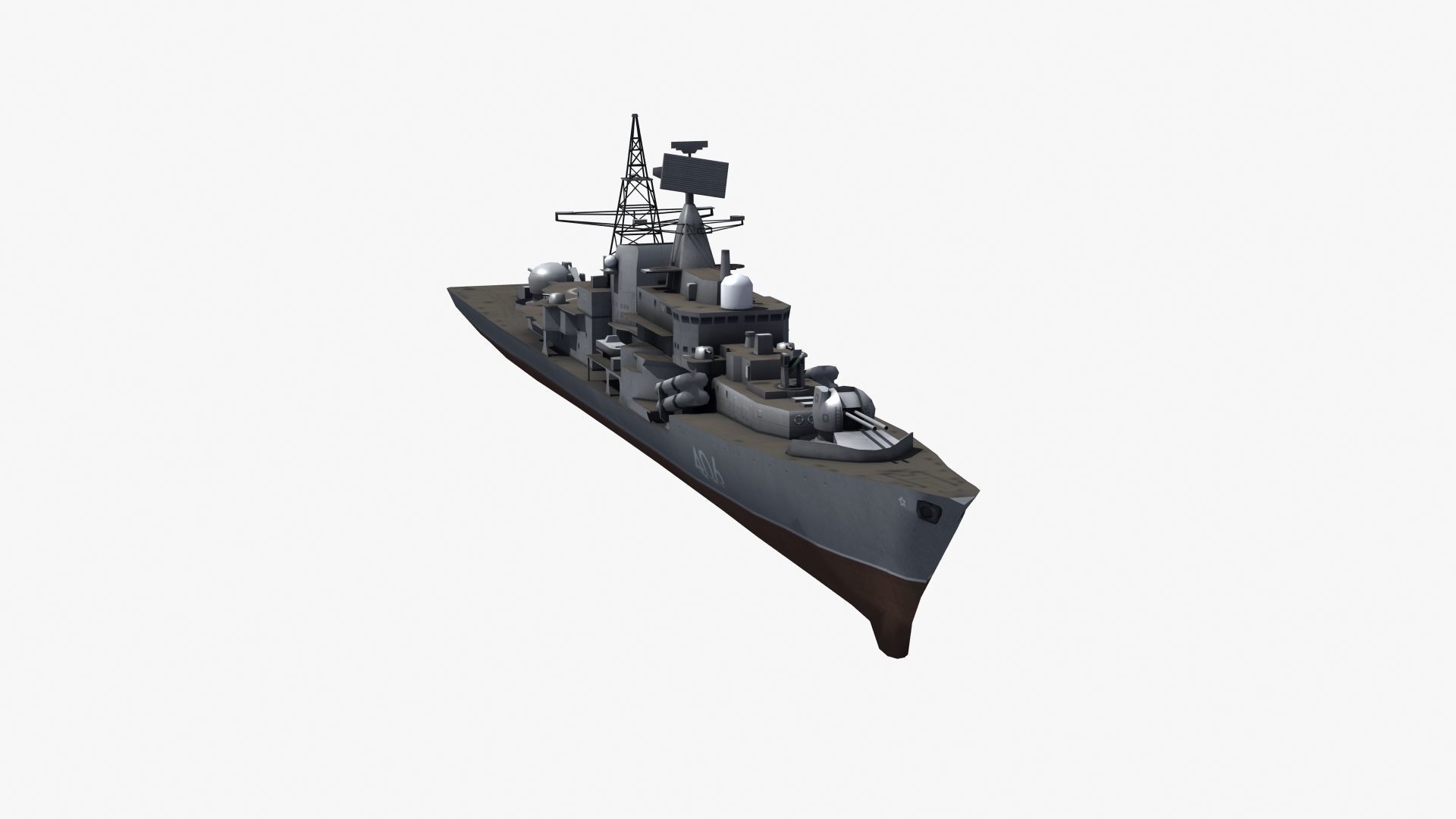 Sovremenny Destroyer Low-poly 3D model_32