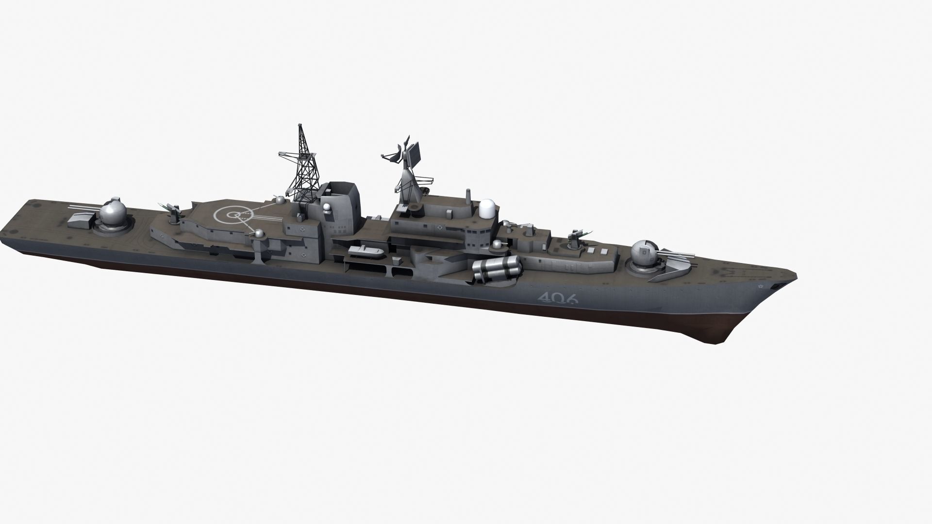 Sovremenny Destroyer Low-poly 3D model_29