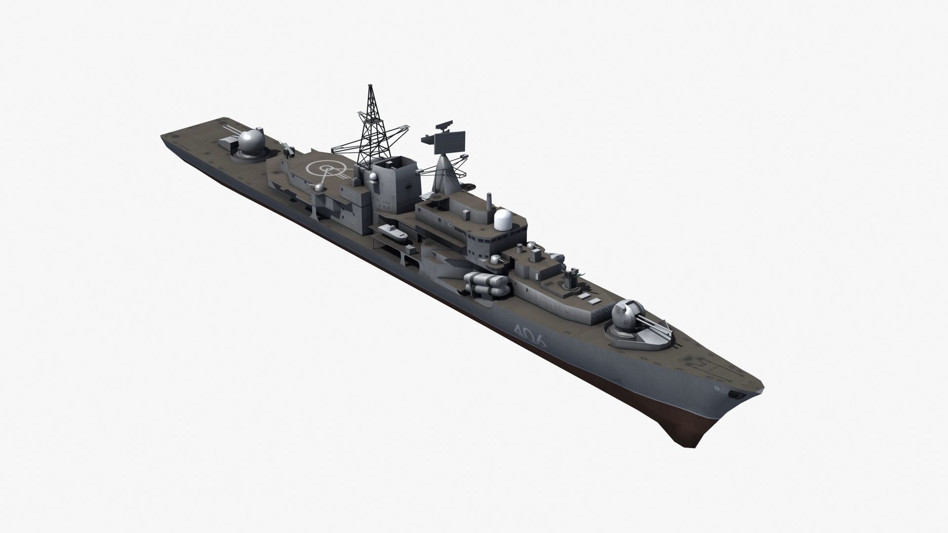 Sovremenny Destroyer Low-poly 3D model_19