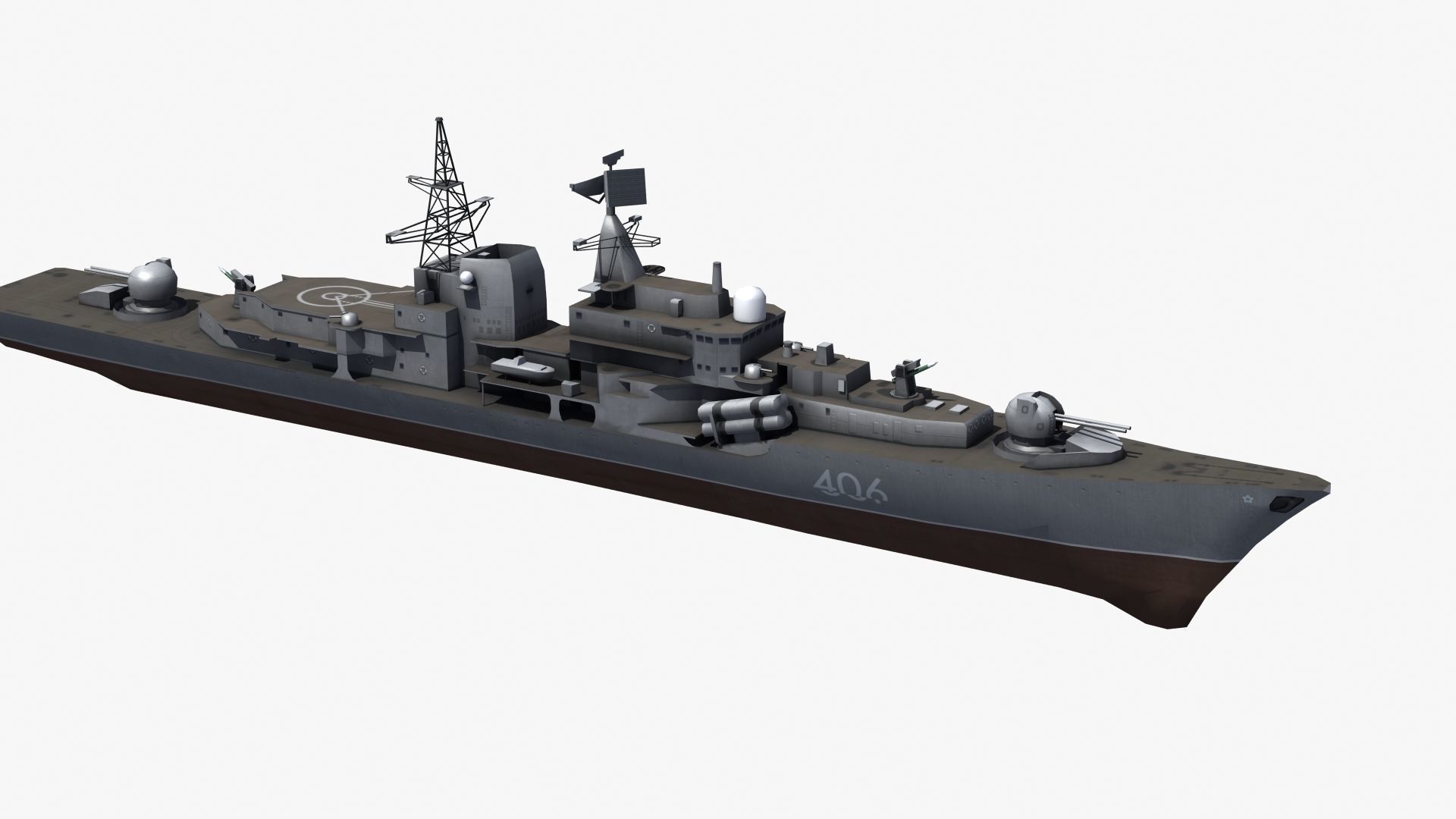 Sovremenny Destroyer Low-poly 3D model_30