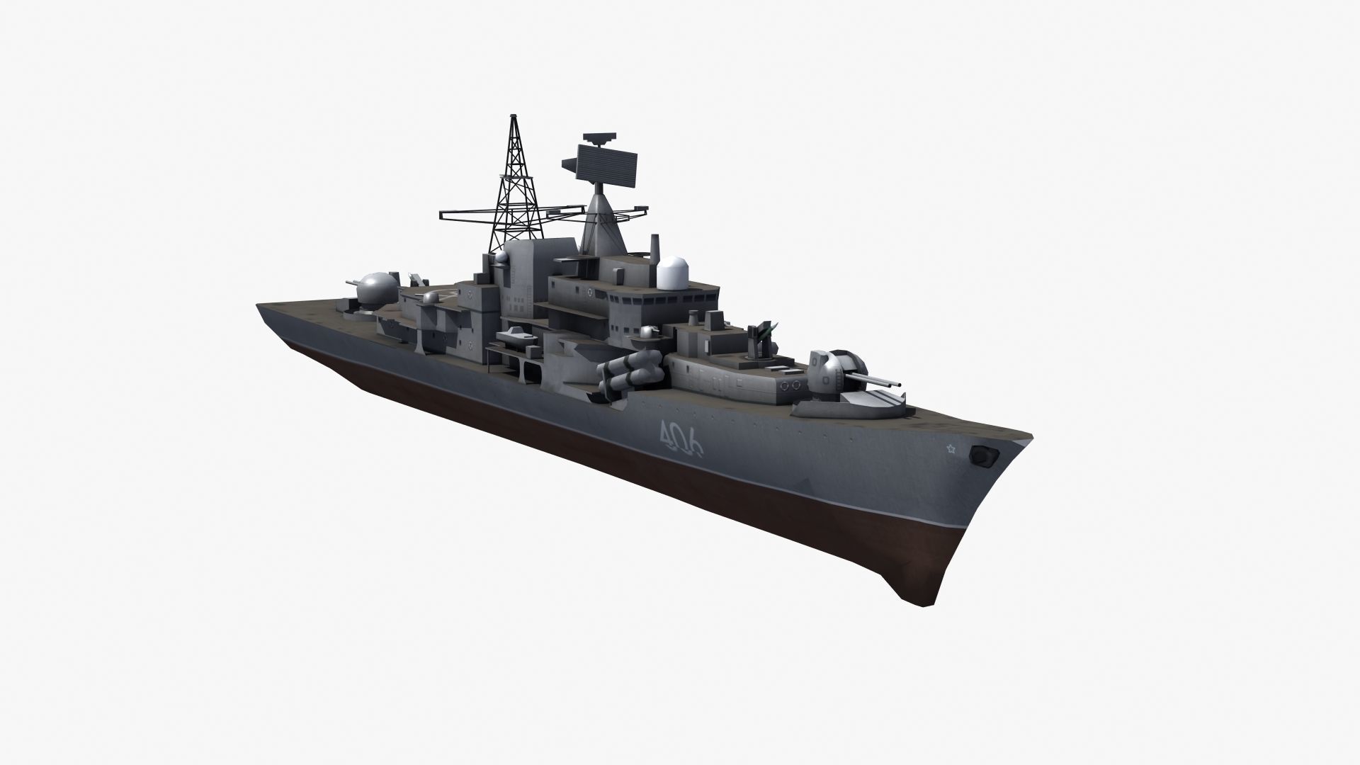 Sovremenny Destroyer Low-poly 3D model_31