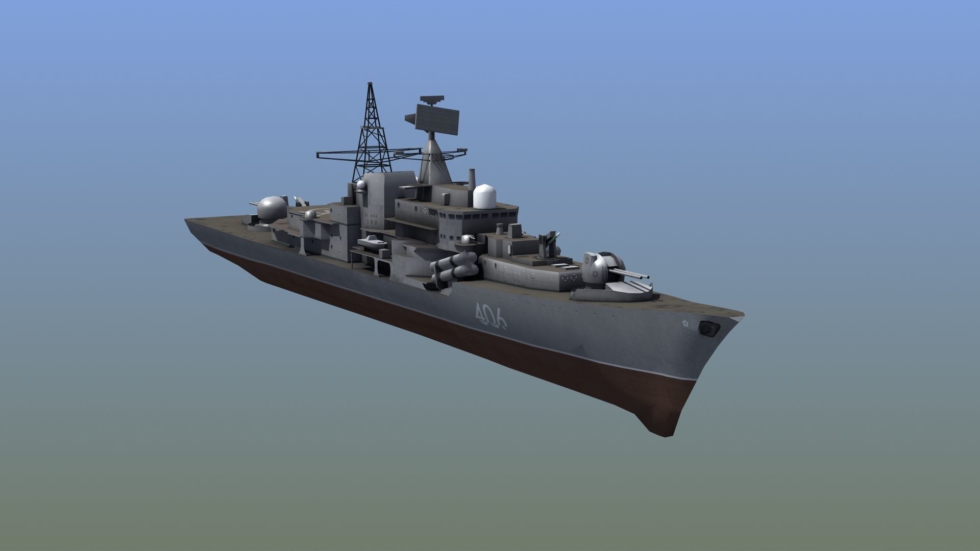Sovremenny Destroyer Low-poly 3D model_12
