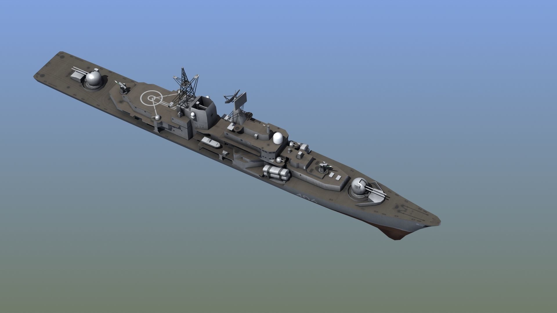 Sovremenny Destroyer Low-poly 3D model_8