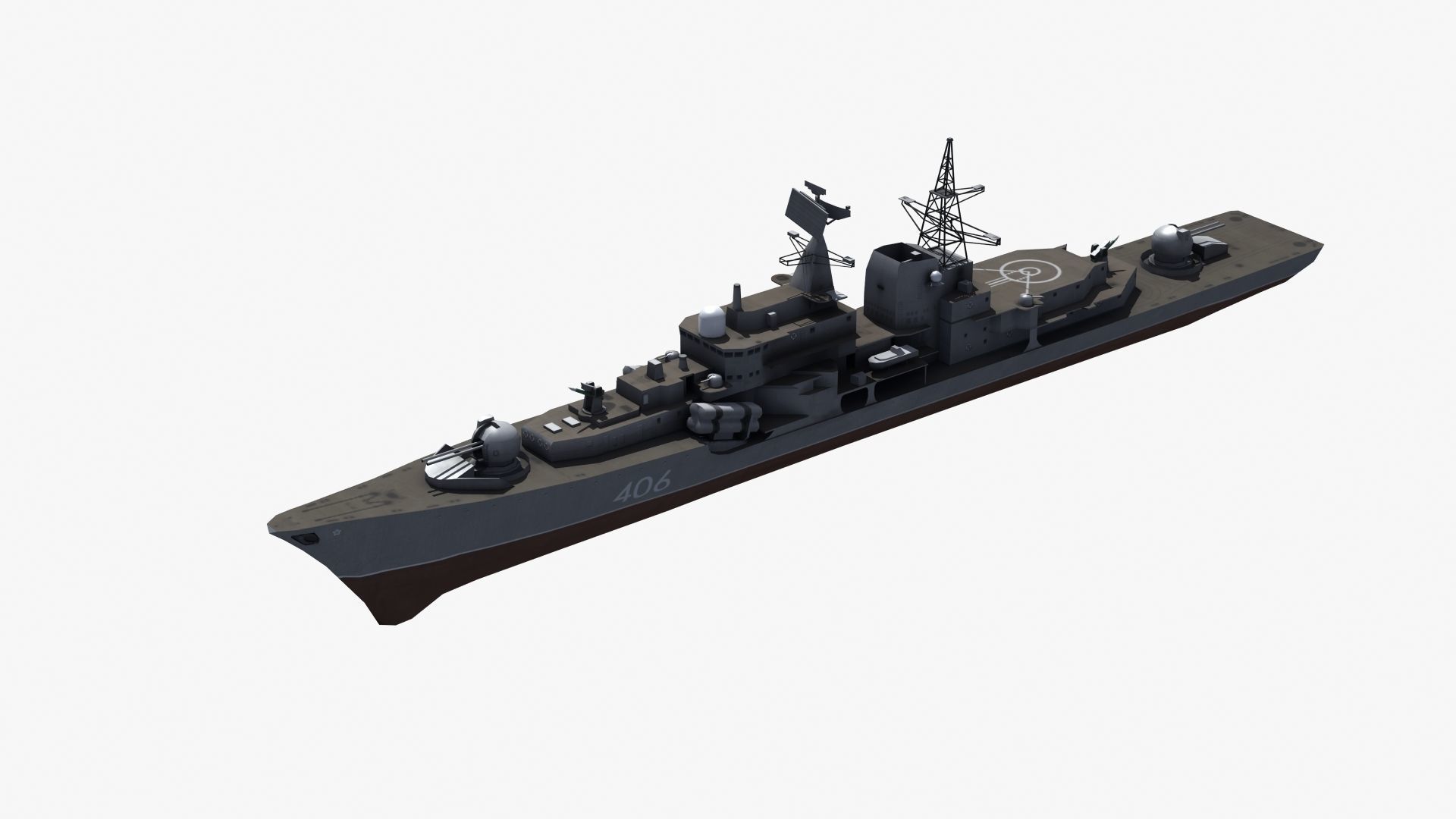 Sovremenny Destroyer Low-poly 3D model_21