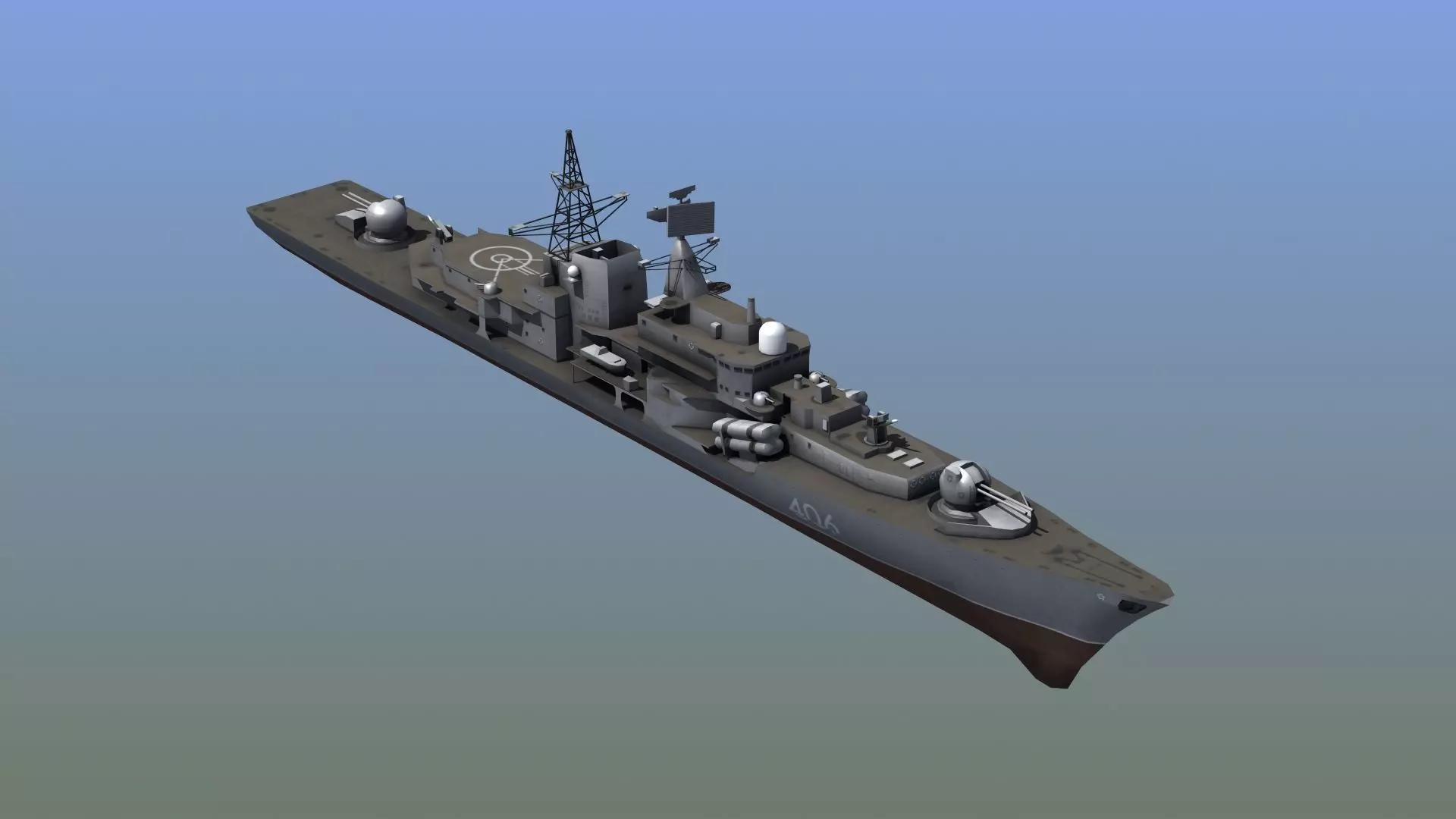 Sovremenny Destroyer Low-poly 3D model_0