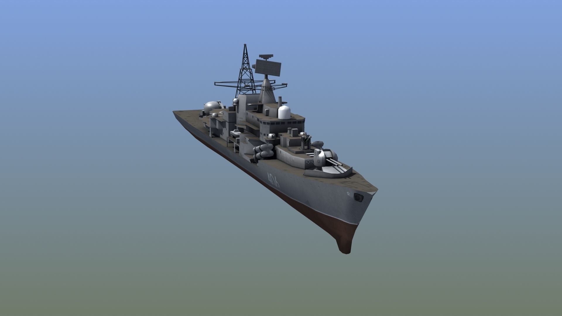 Sovremenny Destroyer Low-poly 3D model_13