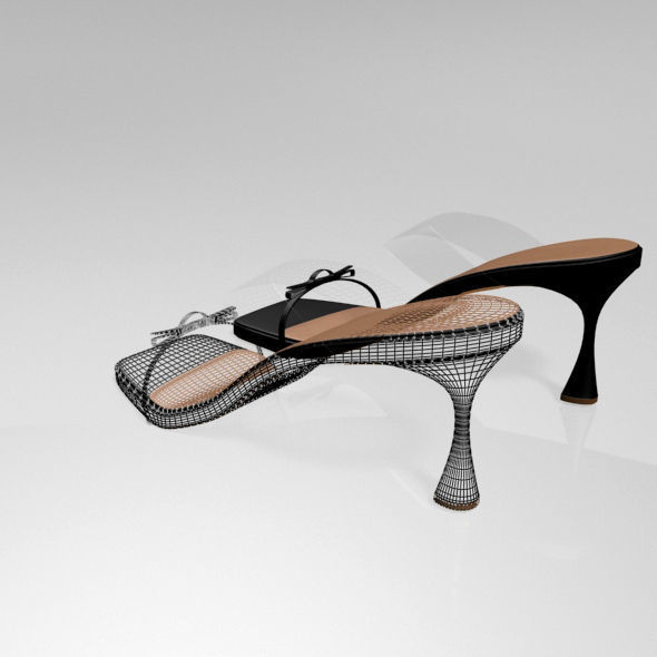 Clear Strap Square-Toe Spool-Heel Sandals 01 3D model_9