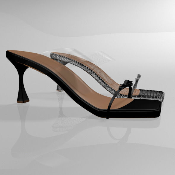 Clear Strap Square-Toe Spool-Heel Sandals 01 3D model_20