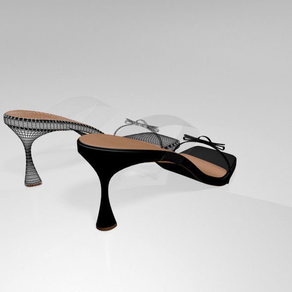 Clear Strap Square-Toe Spool-Heel Sandals 01 3D model_6