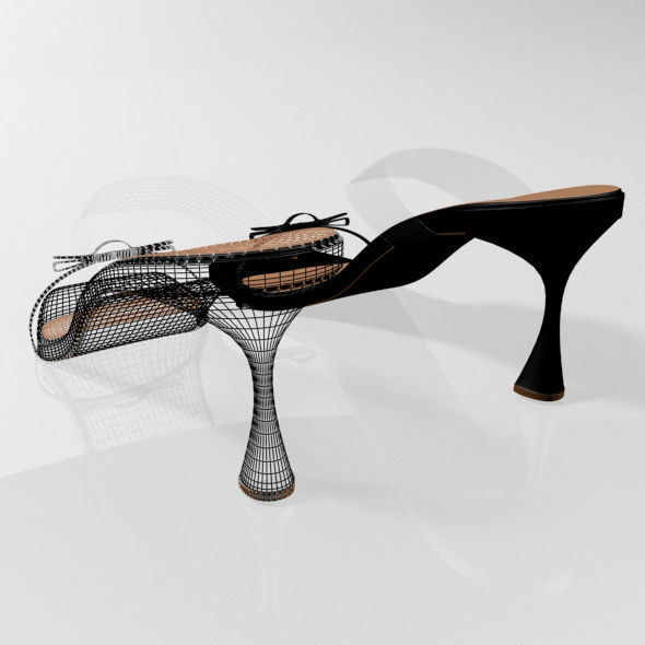 Clear Strap Square-Toe Spool-Heel Sandals 01 3D model_16