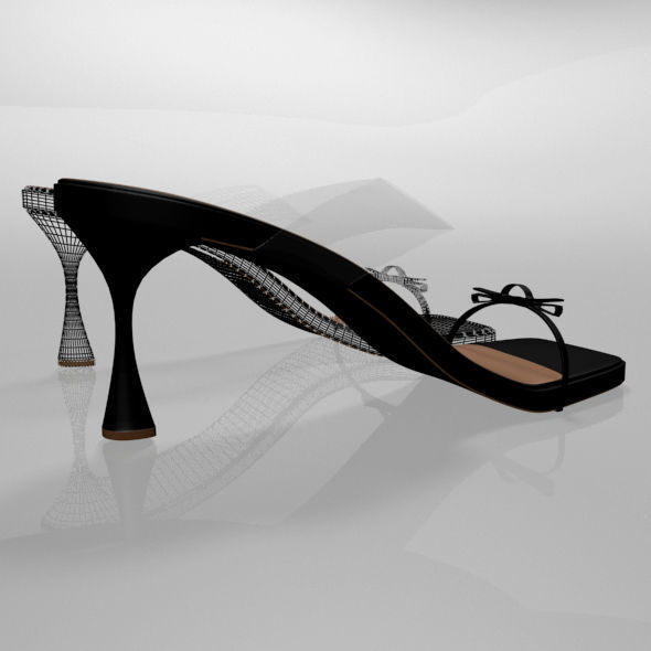 Clear Strap Square-Toe Spool-Heel Sandals 01 3D model_19